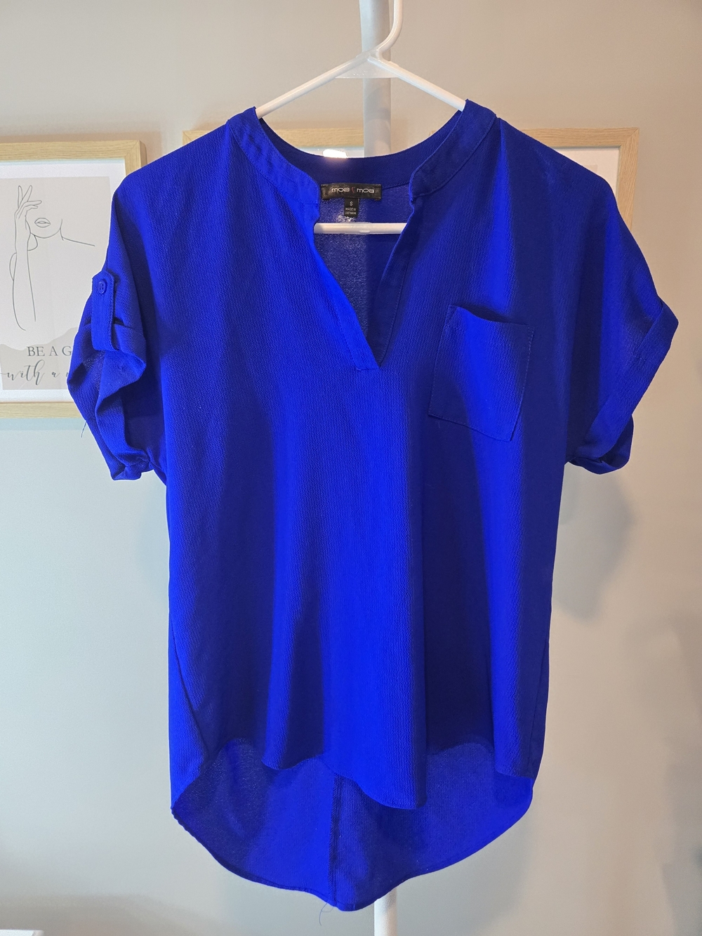 Apt. 9 Women's Royal Blue Short Sleeve V-Neck Blouse